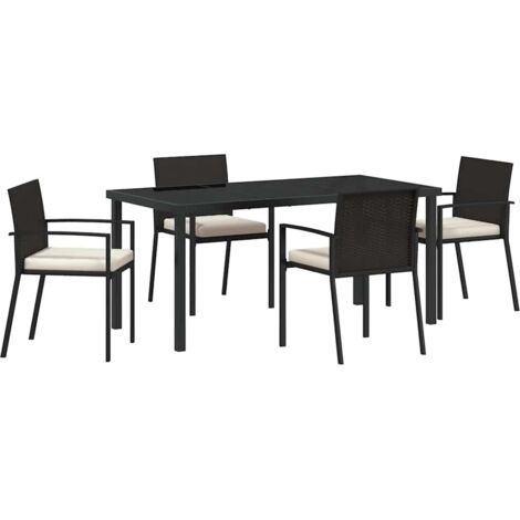 vidaXL Ensemble de salle à manger pour jardin 5 pcs Noir