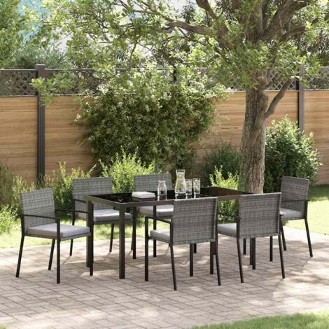 vidaXL Garden Dining Set 7 pcs Grey Powder-Coated Steel