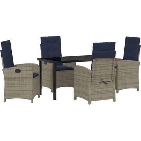 vidaXL  Garden Dining Set  with Cushion 5 pcs Grey Poly Rattan (1/5)