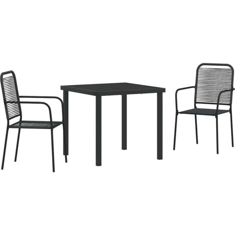 vidaXL Garden Dining Set 3 pcs Black Powder-Coated Steel (1/5)
