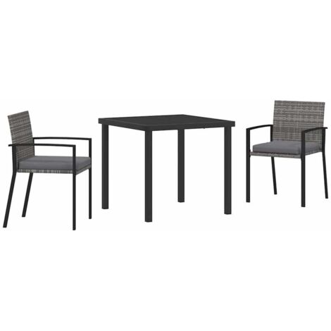 vidaXL Garden Dining Set 3 pcs Grey Powder-Coated Steel