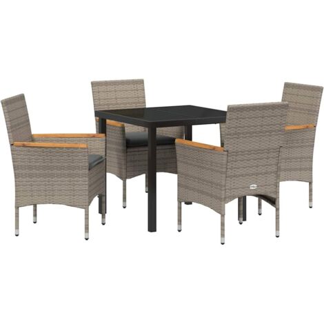vidaXL  Garden Dining Set  with Cushion 5 pcs Grey Poly Rattan (1/5)