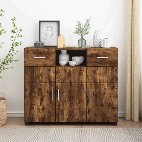 vidaXL  Wooden Cabinet  Smoked Oak 88.5 x 30.5 x 73 cm Engineered Wood