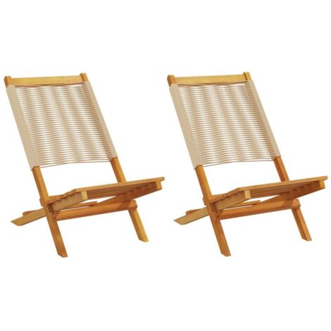 vidaXL Chaises de jardin lot de 2 beige bois d'acacia et polypropylène (1/5)