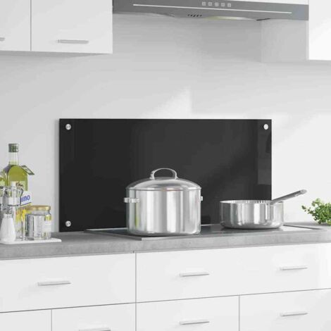 vidaXL Crédence de cuisine Noir 90 x 40 cm verre trempé