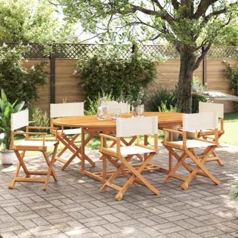 vidaXL 6 Piece Folding Chairs Cream White Fabric