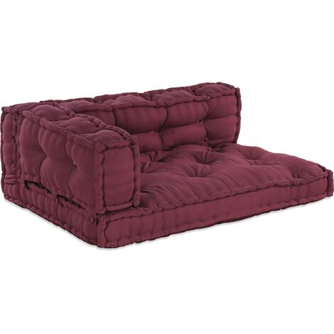 vidaXL Pallet Sofa Cushion 3 pcs Maroon 120 x 80 x 38 cm Fabric (1/5)