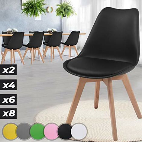 Miadomodo Chaise de Salle à Manger en Velours - Lot de 6, Noir - Chaise  Scandinave pour Salon, Chambre, Cuisine, Bureau - Comparer avec