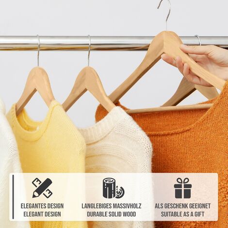 SereneLife Cintres en bois massif pour vêtements - Ensemble de cintres  robustes avec crochet pivotant à 360 ° chromé - Conception à encoches pour  camisole, veston, pantalon, cintres (couleur naturelle) - Wayfair Canada