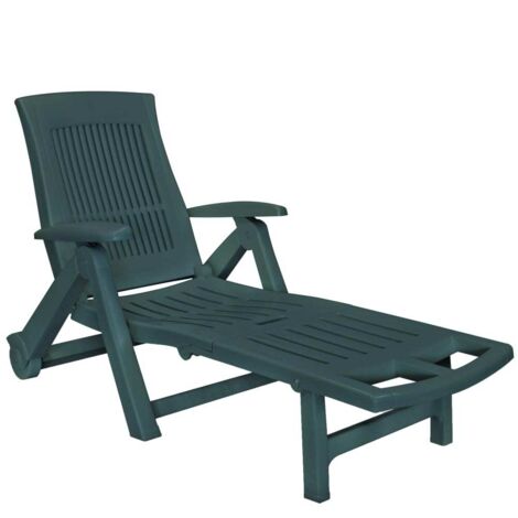 vidaXL Sun Lounger with Footrest Plastic Green (1/5)