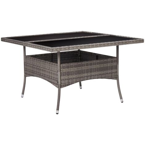 Vidaxl – Table de jardin carrée 120x120cm – Résine tressée gris et verre trempé – Accueille jusqu'à 4 personnes – Résistante aux intempéries