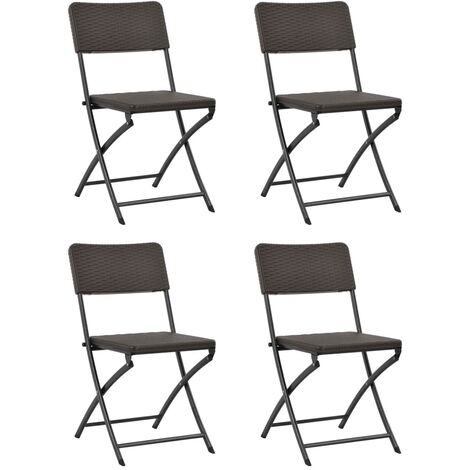 vidaXL Folding Chairs 4 pcs HDPE and Steel Brown (1/5)