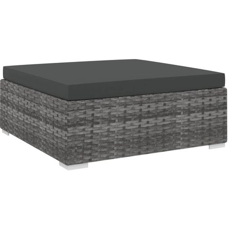 Repose-pied sectionnel 1 pc avec coussin Résine tressée Gris vidaXL (1/5)