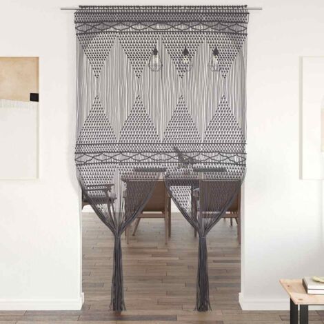 vidaXL Rideau en macramé Anthracite 140x240 cm Coton