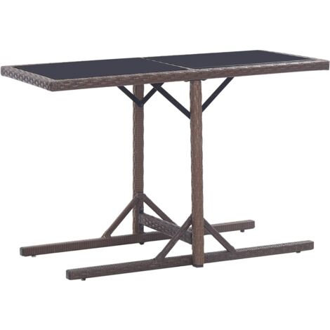 vidaXL Garden Table Brown 110x53x72 cm Glass and Poly Rattan (1/5)
