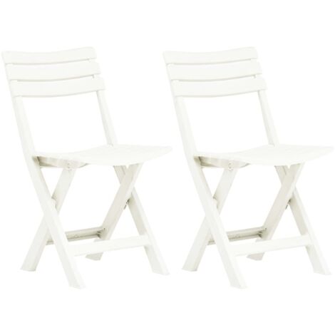 vidaXL Chaises de jardin pliables lot de 2 Plastique Blanc (1/5)
