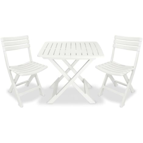 vidaXL Ensemble de bistro pliable 3 pcs Plastique Blanc (1/5)