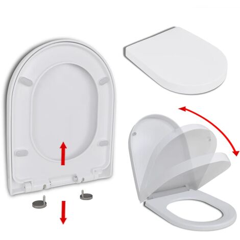 Vidaxl – Abattant WC en polypropylène – Fermeture douce – Installation rapide – Pour cuvettes standard – Nettoyage facile