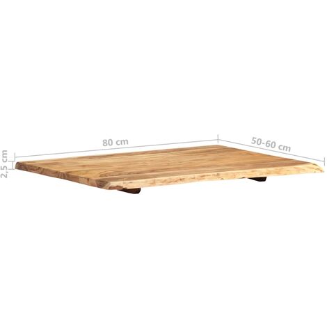 Table en bois solide acacia en tête de différentes tailles Taille : 80x60x2