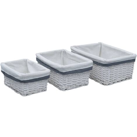 Ensemble de paniers empilables 3 pcs en salice différentes couleurs Couleur : BLANCHE (1/5)