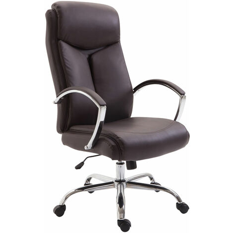 Chaise de bureau élégante avec session ergonomique en cuir écologique et accoudoirs différentes couleurs Couleur : marron (1/5)