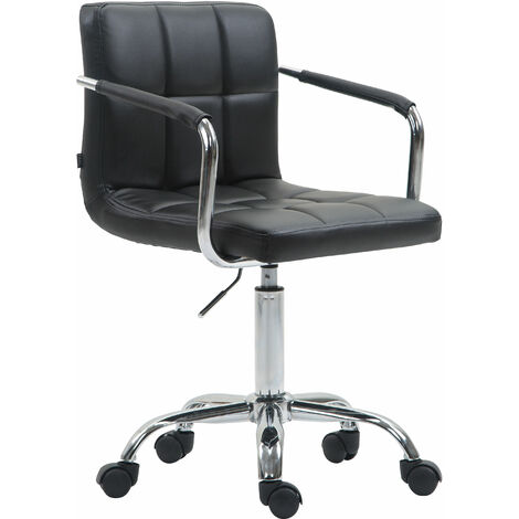 Chaise de bureau en éco chaise de studio en cuir pivotant avec accoudoirs et roues différentes couleurs Couleur : Noir (1/5)