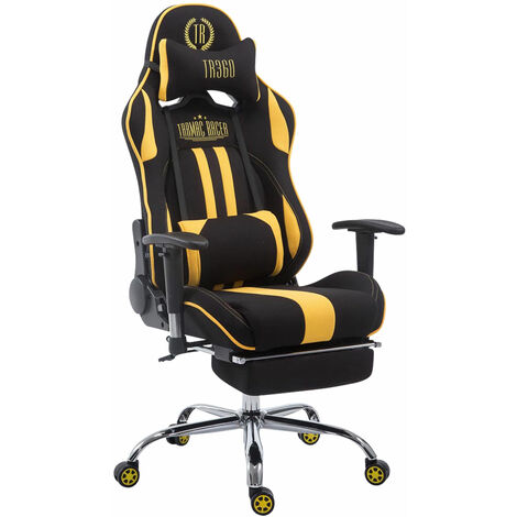 Chaise de bureau Design sportif en tissu avec repose-pieds et roues différentes couleurs Couleur : Noir et jaune