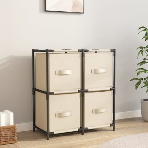 Armoire avec 4 paniers en tissu et structure en acier 63x30x71 cm diverses couleurs Couleur : crème (1/5)