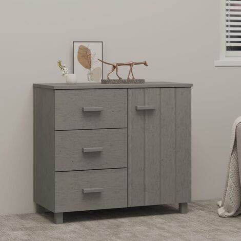vidaXL Sideboard "HAMAR" Light Grey 90x40x80 cm Solid Pinewood (1/5)