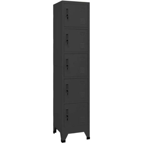 Vidaxl – Armoire d'atelier en acier anthracite 38x40x180 cm – 5 portes verrouillables – Capacité de charge 75 kg – Rangement sécurisé (1/5)