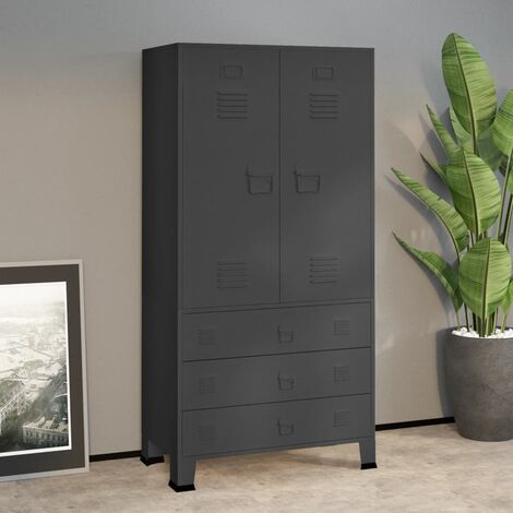 Vidaxl – Armoire industrielle anthracite 90x50x180 cm – Métal avec 2 étagères et 1 barre de penderie – Capacité de charge 85 kg