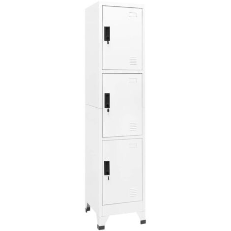 Vidaxl – Armoire d'atelier blanche 38x45x180 cm – Acier durable avec 3 portes verrouillables – Capacité 60 kg – Orifices d'aération et porte-étiquettes - vidaXL78606