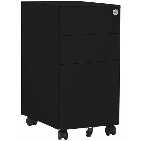 Fichier mobile 30x45x59 cm en acier avec 3 tiroirs de différentes couleurs Couleur : Noir (1/5)
