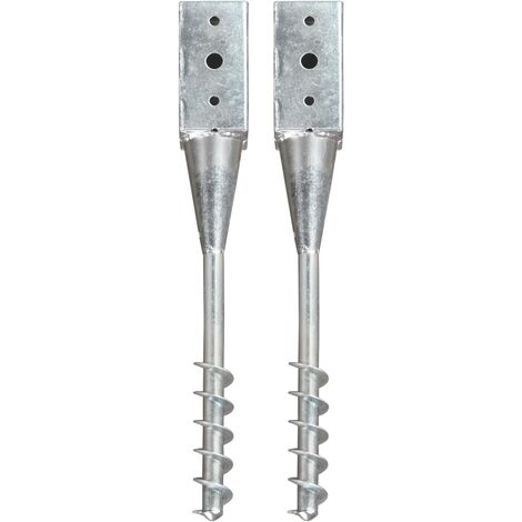Piquets au sol 2 pcs Argenté 7x7x56 cm Acier galvanisé vidaXL