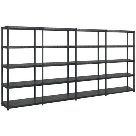 vidaXL Storage Shelf 5-Tier Black 366x45,7x185 cm Plastic (4x147686)