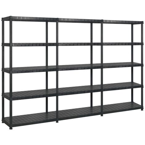 Étagère de rangement 5 niveaux Noir 274,5x45,7x185 cm Plastique vidaXL