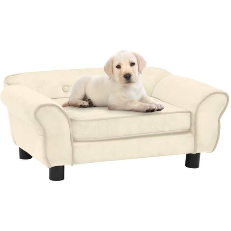 Vidaxl – Canapé pour chien crème 72x45x30 cm – Peluche douce – Pour petits chiens et chats – Housse lavable – Pieds en bois antidérapants
