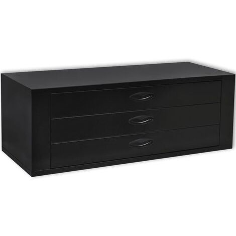Vidaxl – Coffre à outils métallique 3 tiroirs noir – Acier – Dimensions 89,5 x 36 x 32 cm – Capacité 15 kg par tiroir – Glissières à roulement - vidaXL253397