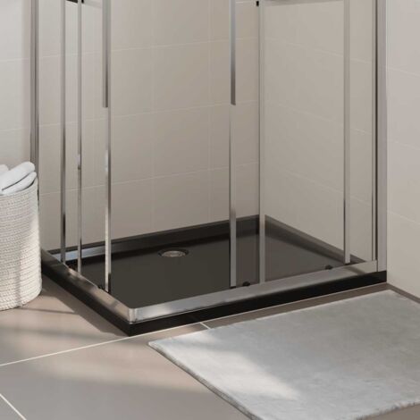 Vidaxl – Receveur de douche à poser ABS noir 80x100 cm – Seuil bas pour accès facile – Renforcé en fibre de verre – Ouverture de vidange 9 cm