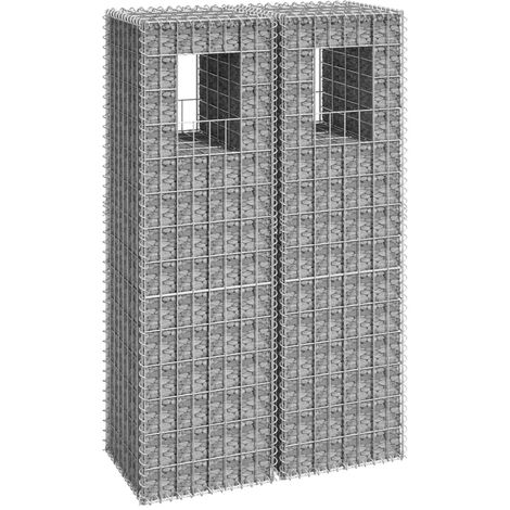 Vidaxl – Poteaux à panier de gabion 2 pcs 40x40x140 cm – Fer résistant à la rouille – Grande capacité de charge – Assemblage requis