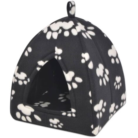 Vidaxl – Lit pour chat taille L noir – Molleton de polyester doux – Dimensions 40 x 40 x 45 cm – Coussin épais amovible – Lavable à la main