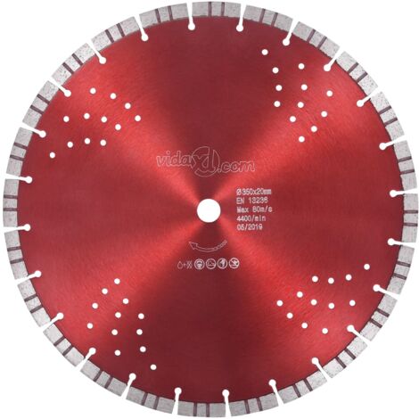Vidaxl – Disque diamant 350 mm – Turbo avec trous pour béton et granit – Coupe humide et sèche – Vitesse max 80 m/s