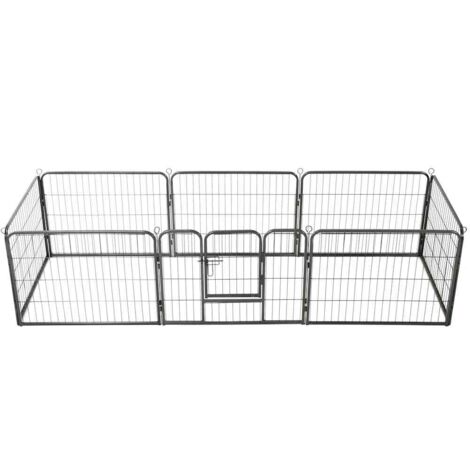 vidaXL Dog Playpen 8 Panels Steel 80x60 cm Black