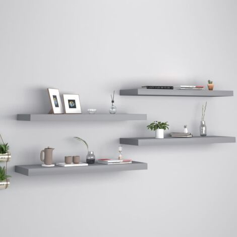vidaXL Floating Wall Shelves 4 pcs Grey 80x23,5x3,8 cm MDF