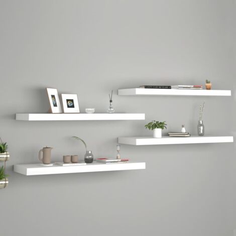 vidaXL Floating Wall Shelves 4 pcs White 80x23,5x3,8 cm MDF