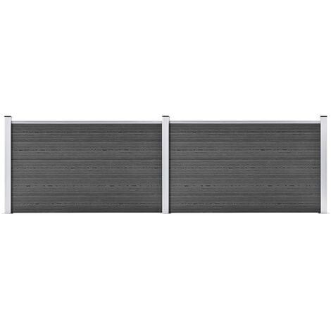 vidaXL Ensemble de panneau de clôture WPC 353x105 cm Noir
