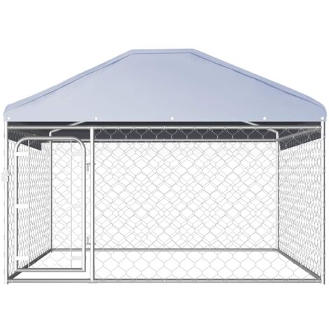 Chenil extérieur avec toit pour chiens 200 x 200 x 135 cm