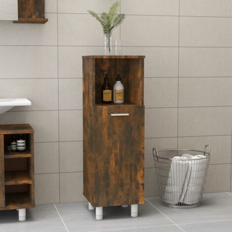 Armoire de bain Chêne fumé 30x30x95 cm Bois d'ingénierie vidaXL