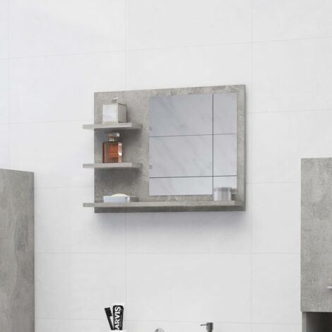 vidaXL Miroir de salle de bain gris béton 60x10,5x45cm bois ingénierie (1/6)