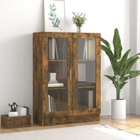 Armoire à vitrine Chêne fumé 82,5x30,5x115 cm Bois d'ingénierie vidaXL